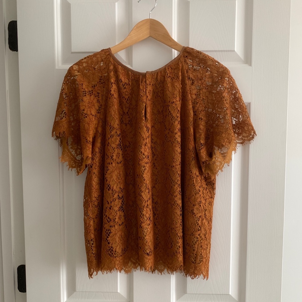 J. Crew Lace Blouse Top Mustard Yellow L